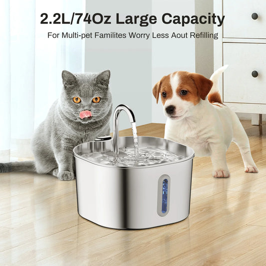 ZYFeeder 2.2L Waterfontein – RVS Automatische Drinkbak voor Kat & Hond