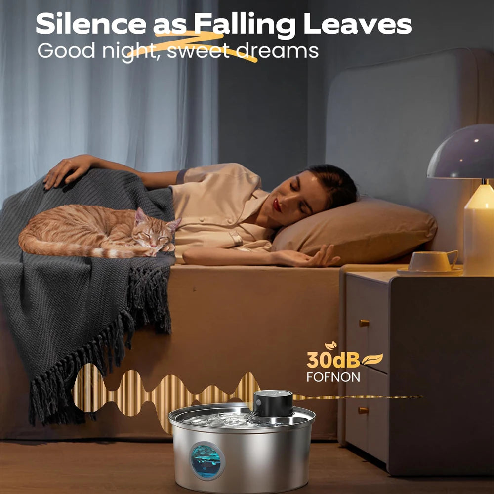 3.2L RVS Automatische Drinkfontein™ – USB Oplaadbaar met Bewegingssensor